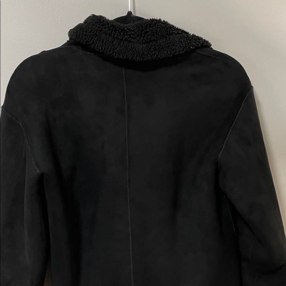 Sold❤️H&M Black Faux suede moto Jacket for Women with sherpa lining - Picture 4 of 16